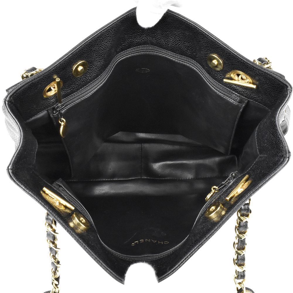 Chanel Tote Bag Cocomark Chain Tote Caviar Skin Black CC Shoulder Bag - Picture 5 of 7